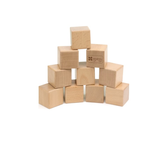 Joc educativ pentru copii si copii nevoi speciale didactic, Andreu Toys, senzorial, 10 cuburi din lemn natur cu 5 sunete