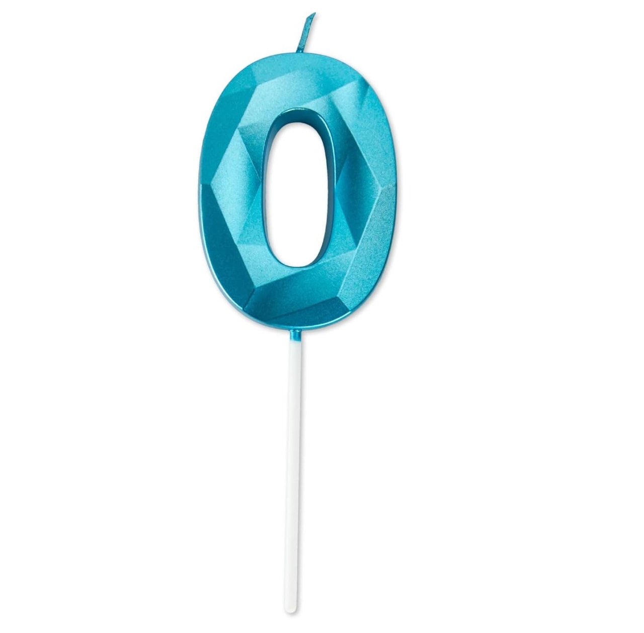 Lumanare pentru tort Party Go, cifra 0, ceara, albastru, 7 cm