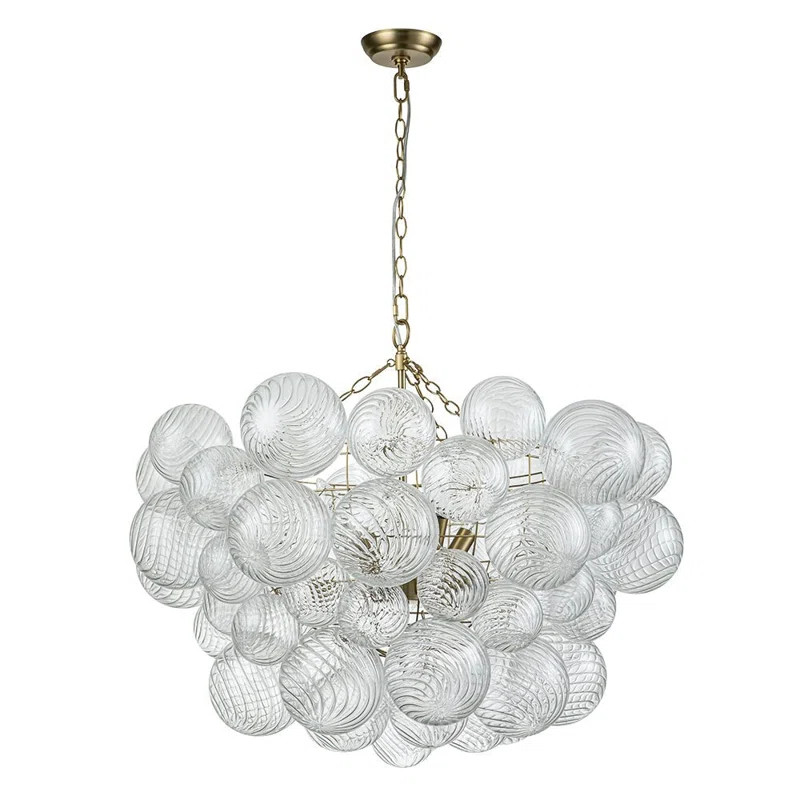 Lustra tip pendul Annachristina, 8 lumini, metal/sticla, alama/transparent, 83 x 69 x 100 cm