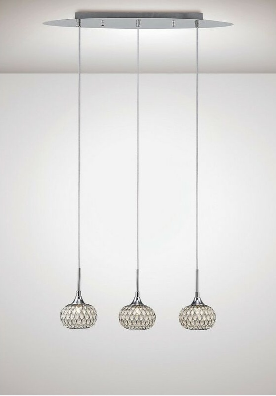 Lustra tip pendul Chelsie, 3 lumini, sticla/metal, 12 x 30 cm