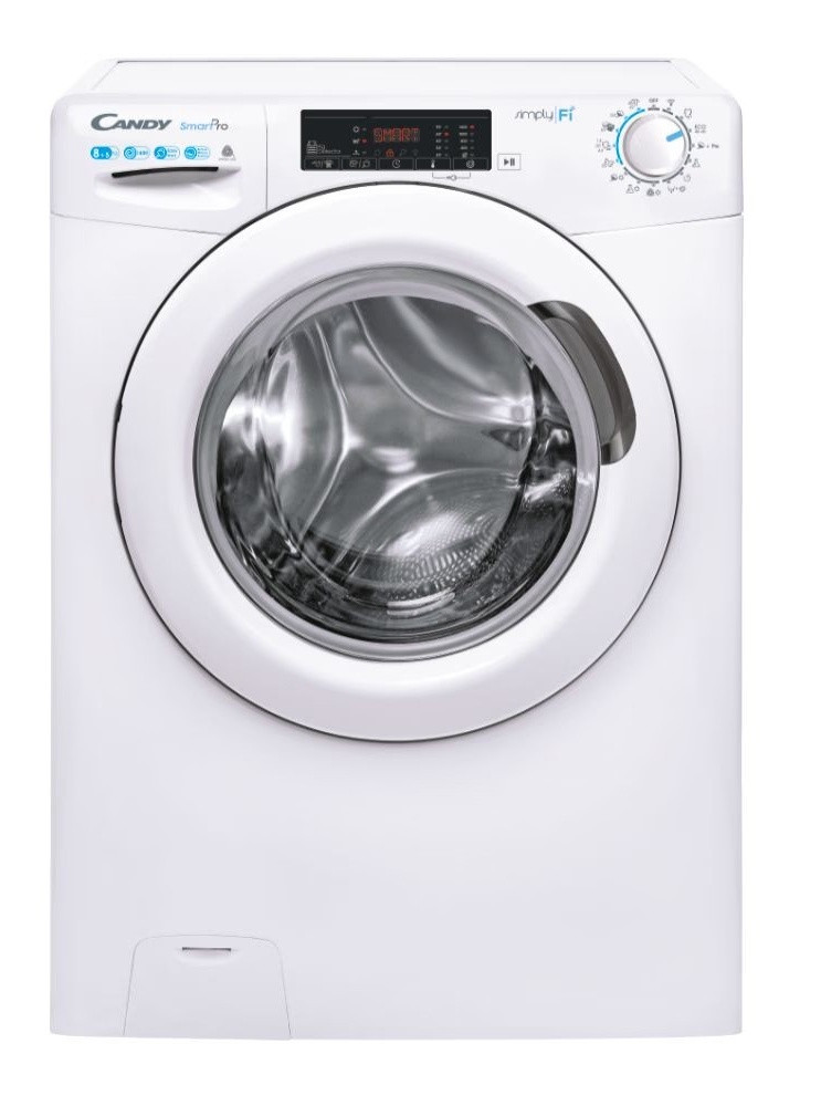Masina de spalat rufe cu uscator Candy, 8 Kg, 1400 RPM, Clasa de ciclu combinat E, Control si continut avansat (Wi-Fi + BLE), Alb, L x A x I (cm)