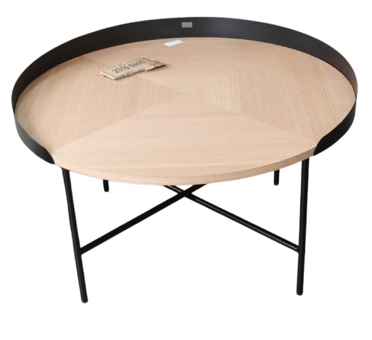 Masuta de cafea Gala LM, metal, negru/natur, 80 x 41 cm