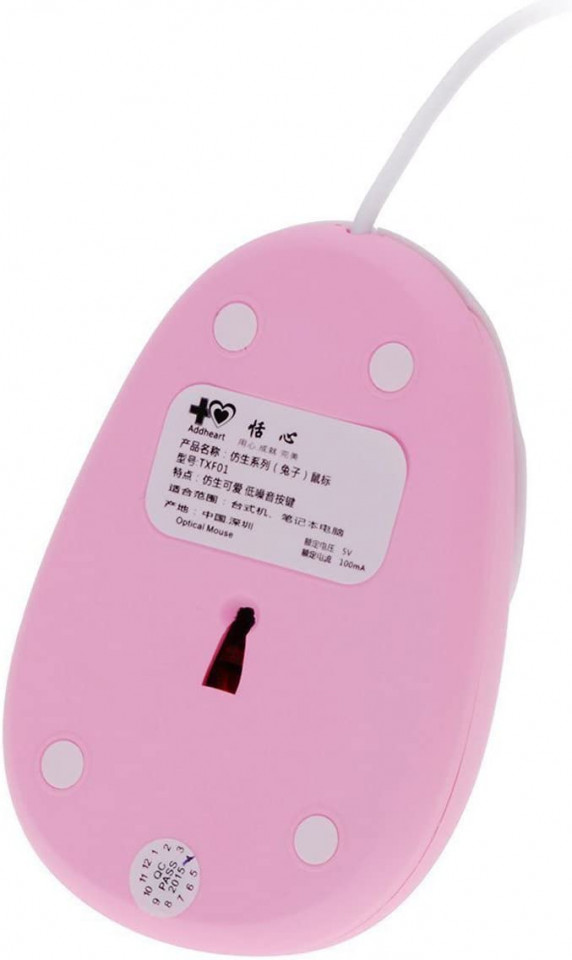 Poze Mouse optic cu fir BestFire, aspect de iepuras, roz, 1200DPI
