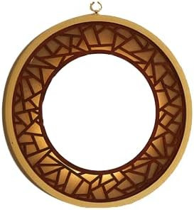 Oglinda decorativa de perete Hosoncovy, LED, metal/sticla/lemn, auriu, 30 cm