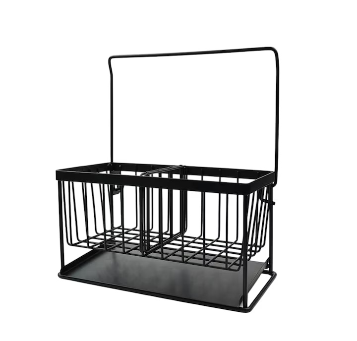 Organizator pentru chiuveta MainPi, otel inoxidabil, negru, 21,5 x 11 x 21,5 cm