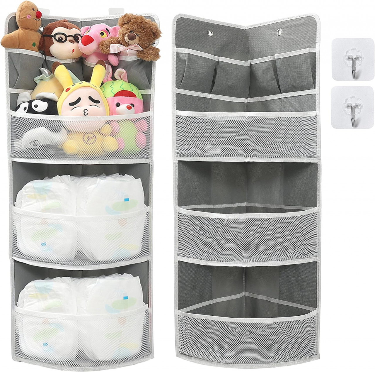 Organizator suspendat pentru colt JarM, plastic/textil, gri, 26 x 26 x 90 cm
