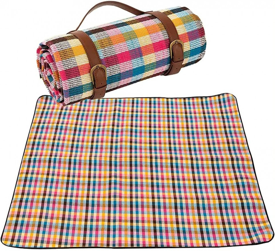 Patura de picnic Wuudi, multicolor, PEVA/burete, 200 x 150 x 0,6 cm