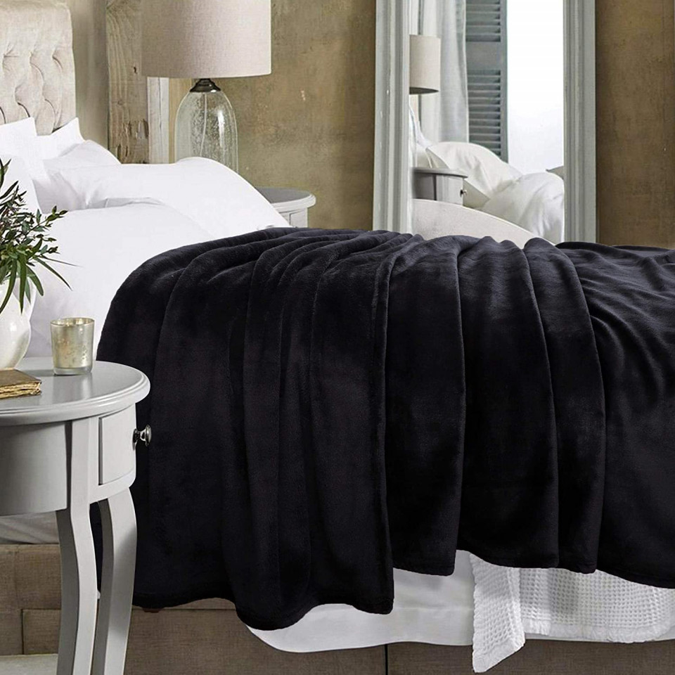 Poze Patura dubla PICCOCASA, negru, microfibra, 230 x 275 cm
