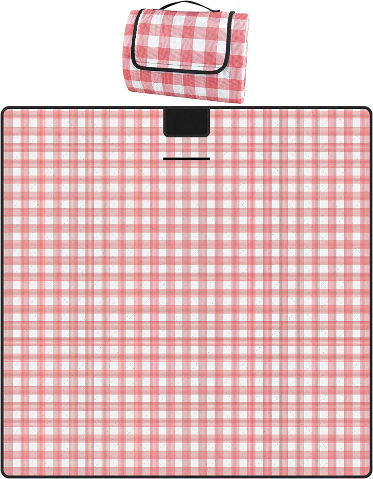 Patura pentru picnic Victarvos, PEVA, rosu/alb, 200 x 200 cm