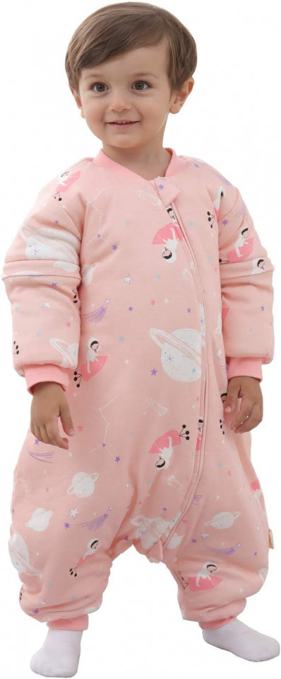 Pijama pentru copii Mosebears, roz, bumbac, M, 18-36 luni 18-36