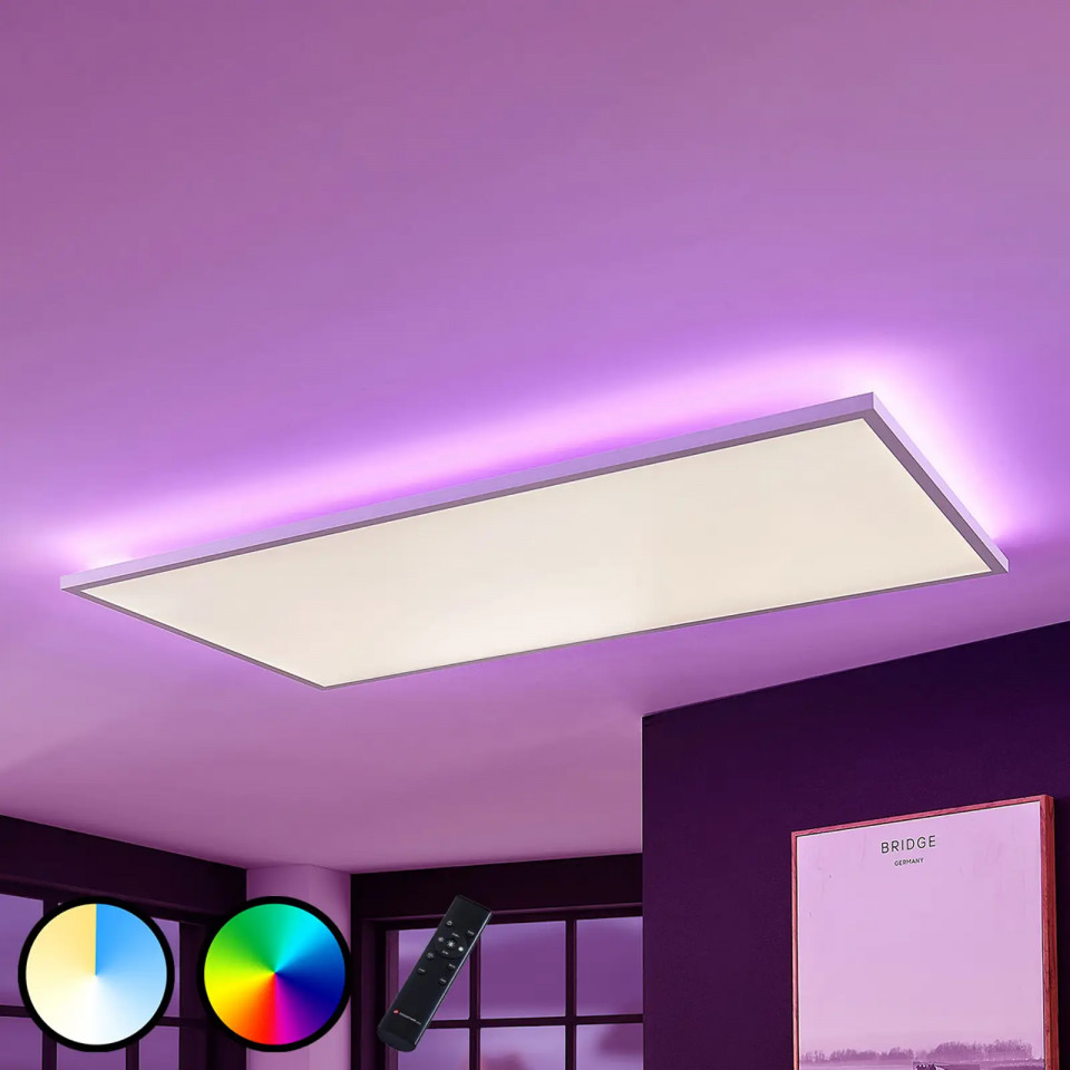 Plafoniera Brenda, LED, RGB, aluminiu/plastic, alb, 119,5 x 59,5 x 5,5 cm 1195