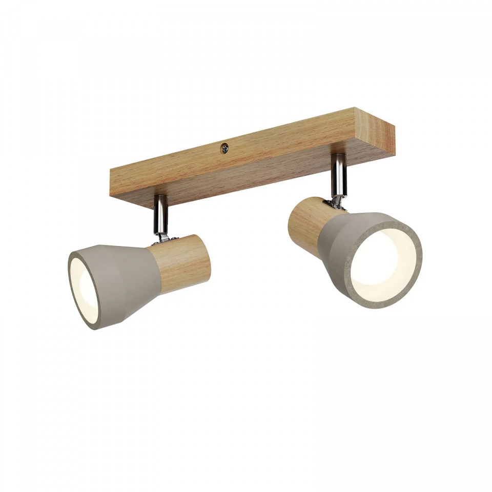 Plafoniera cu 2 lumini Filiz, LED, lemn/metal/beton, gri/argintiu/natur, 27 x 12,3 cm 123