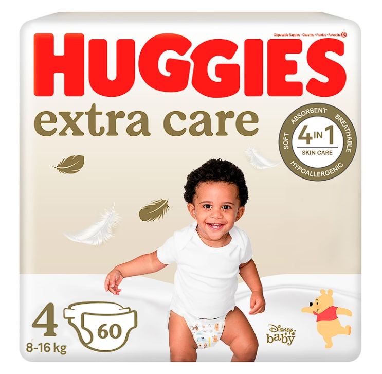 Scutece Huggies Extra care 4, 8-16 kg, 60 buc, Resigilat, Grad A