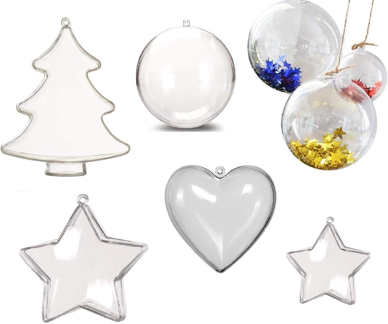 Set 10 globuri personalizabile de Craciun FAIRY TAIL & GLITZER FEE, plastic, transparent, 4 cm