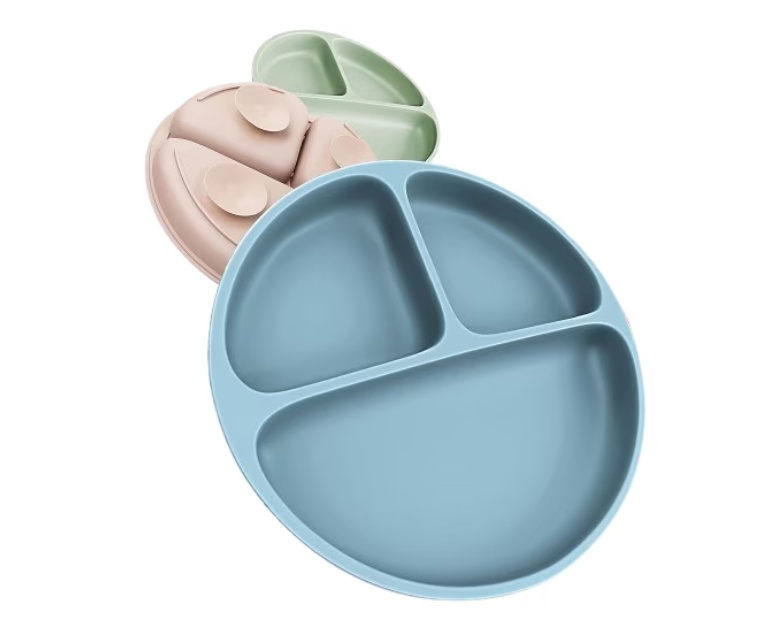 Set 3 Farfurii pentru copii cu ventuza - (Testat dermatologic) Pachet de 3 farfurii pentru copii cu ventuza, 3 culori- 100% fara BPA - farfurii