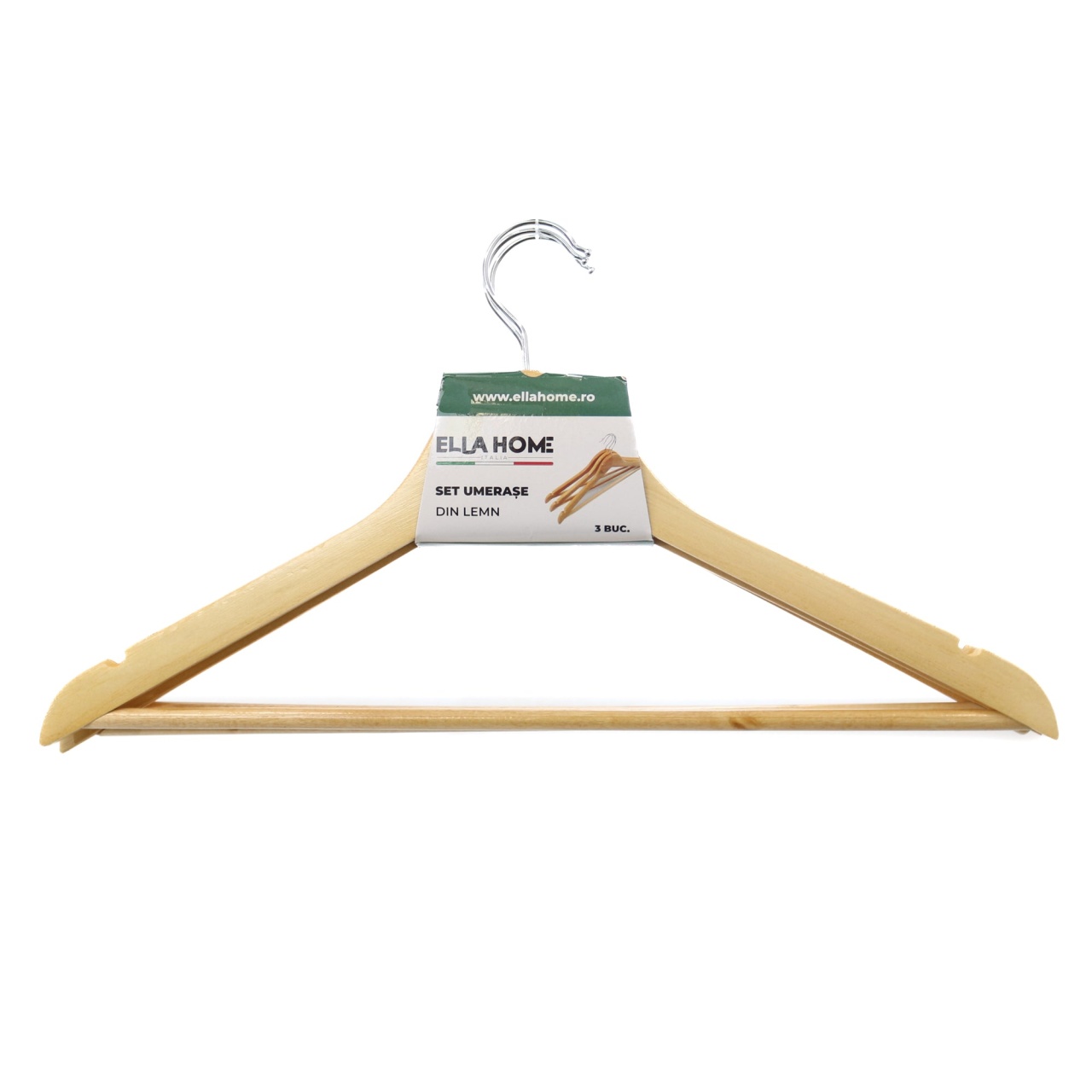 Set 3 umerase din lemn, Natur, 45x23cm