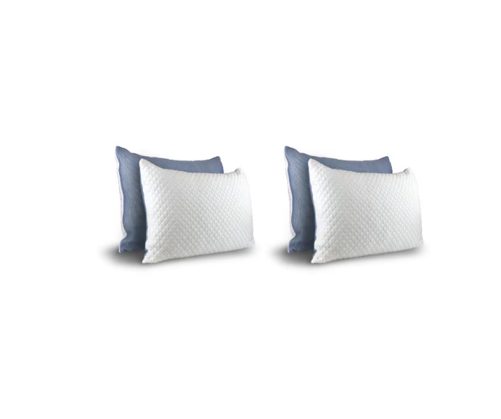 Set 4 perne cu spuma cu memorie maruntita, CEDA HOME, Alb/Albastru, 50X70cm