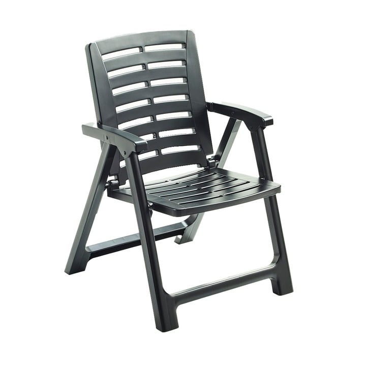 Set 4 scaune de gradina, Progarden, Rexi, Pliabil, Polipropilena, Antracit, 56x89x82 cm, Resigilat, Grad A