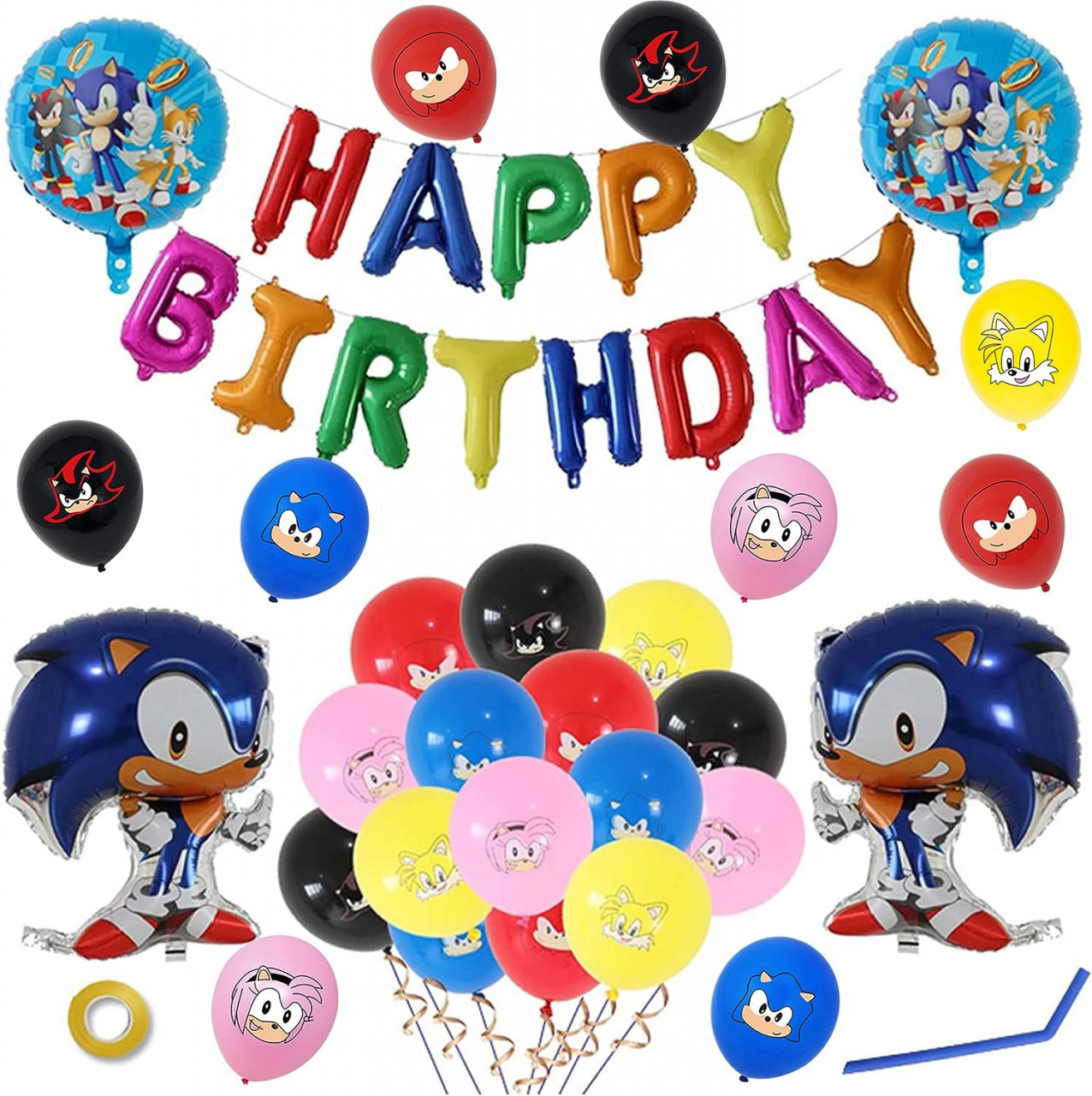 Set aniversar animat pentru copii Smileh, latex/folie, multicolor, 22 piese