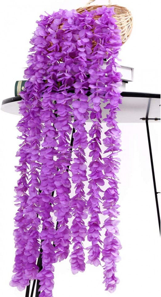 Set de 10 ghirlande de flori artificiale Hawesome, ,mov, matase/plastic, 100 cm