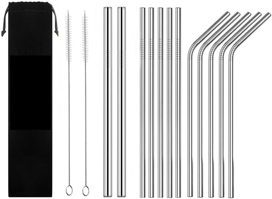 Set de 10 paie cu 2 perii de curatare si sac de depozitare Xigule, otel inoxidabil, argintiu, 21,5 cm
