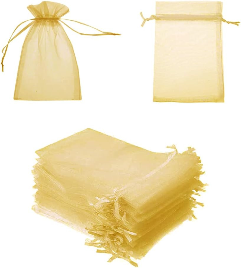 Set de 100 saculeti NUWIQ, textil, auriu, 10 x 15 cm Pret Redus chilipirul-zilei pret redus imagine 2022