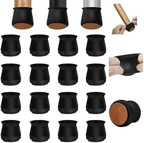 Set de 16 protectii pentru picioarele mobilierului Yuan Chuang, silicon, negru/maro, 25 x 18 mm