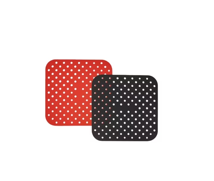 Set de 2 covorase pentru friteuza cu aer CompaSJ, silicon, rosu/negru, 22 x 22 cm