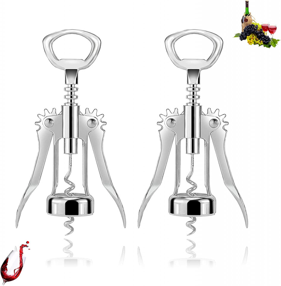 Set de 2 desfacatoare pentru sticle Svupue, otel inoxidabil, argintiu, 17 x 3.5 x 4.5 cm