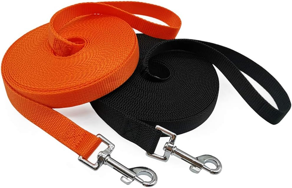 Set de 2 lese pentru caini MayPaw, nailon/metal, negru/portocaliu, 180 cm