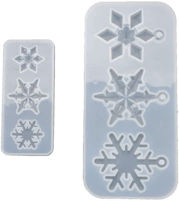 Set de 2 matrite pentru fulgi de zapada CJHKQNZWT6, silicon, alb, 15 x 7 cm / 8,8 x 4 cm