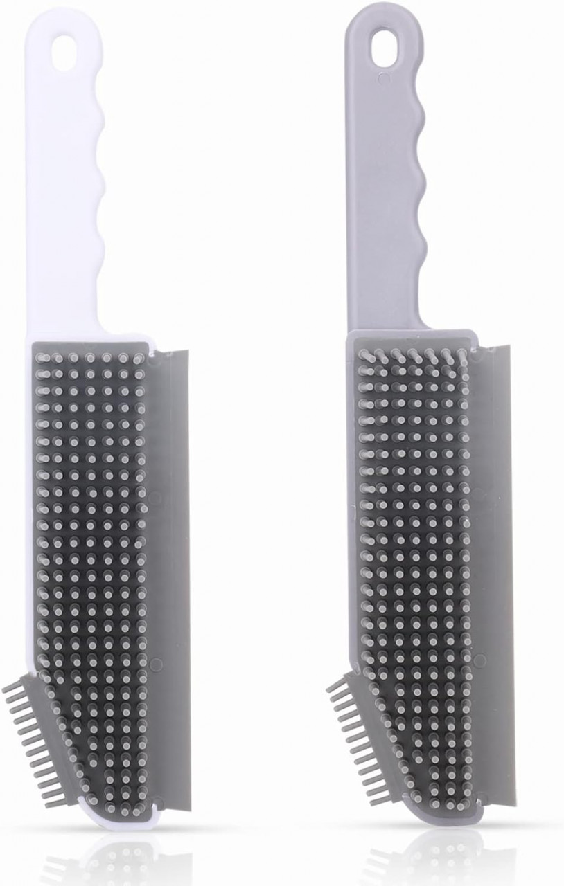 Set de 2 perii pentru curatenie Catelves, silicon, gri/alb, 25 cm