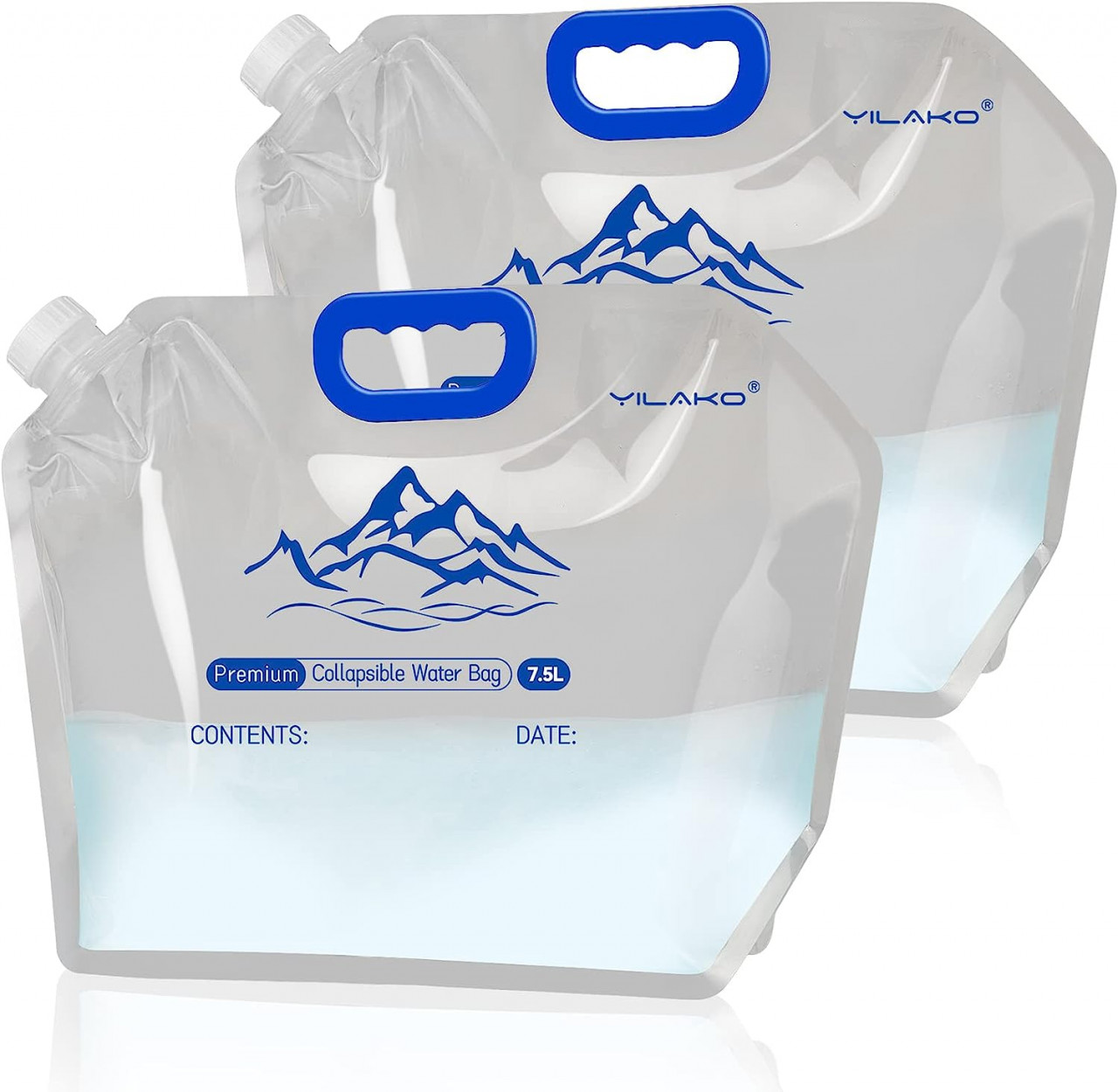 Set de 2 pungi pentru apa Yilako, plastic, transparent, 7,5 L