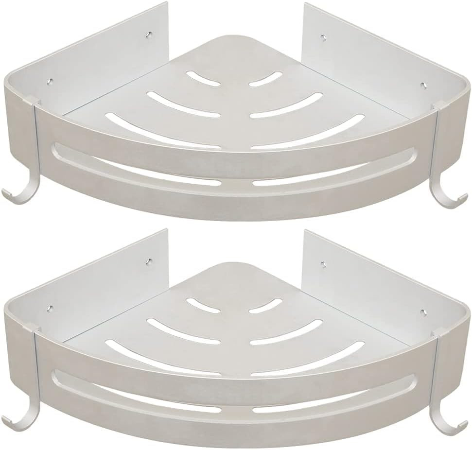 Set de 2 rafturi de colt pentru dus Jaysamay, metal, alb, 22,5 x 5,5 x 30,5 cm