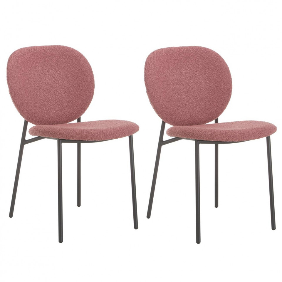 Set de 2 scaune tapitate Ulrica, roz/negru, 47 x 81 x 61 cm chilipirul-zilei.ro/ imagine noua 2022
