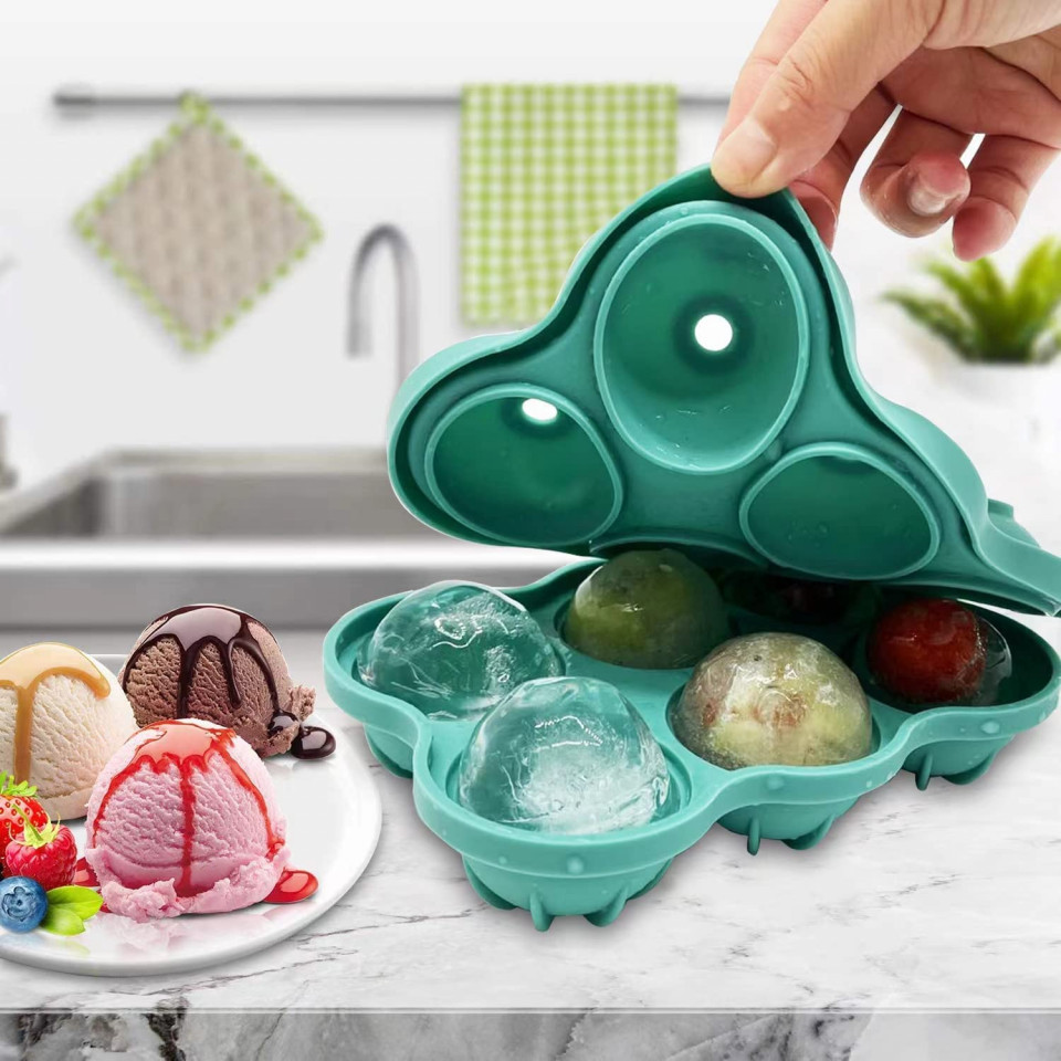 Set de 2 tavi pentru cuburi de gheata sferice Theuwnee®, silicon, verde, 18,5 x 14 cm - 2 | YEO