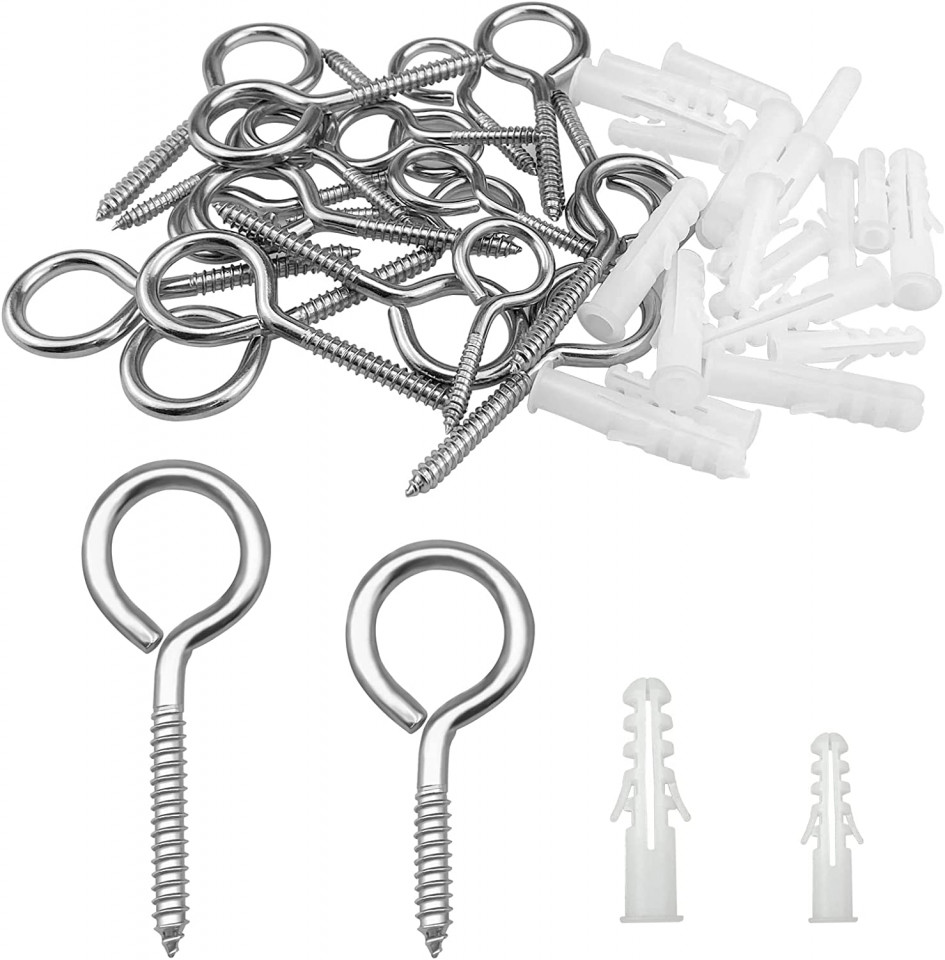 Set de 20 suruburi cu ancora de fixare CiShow, otel inoxidabil/plastic, alb/argintiu, M4 x 50mm / M5 x 70 mm