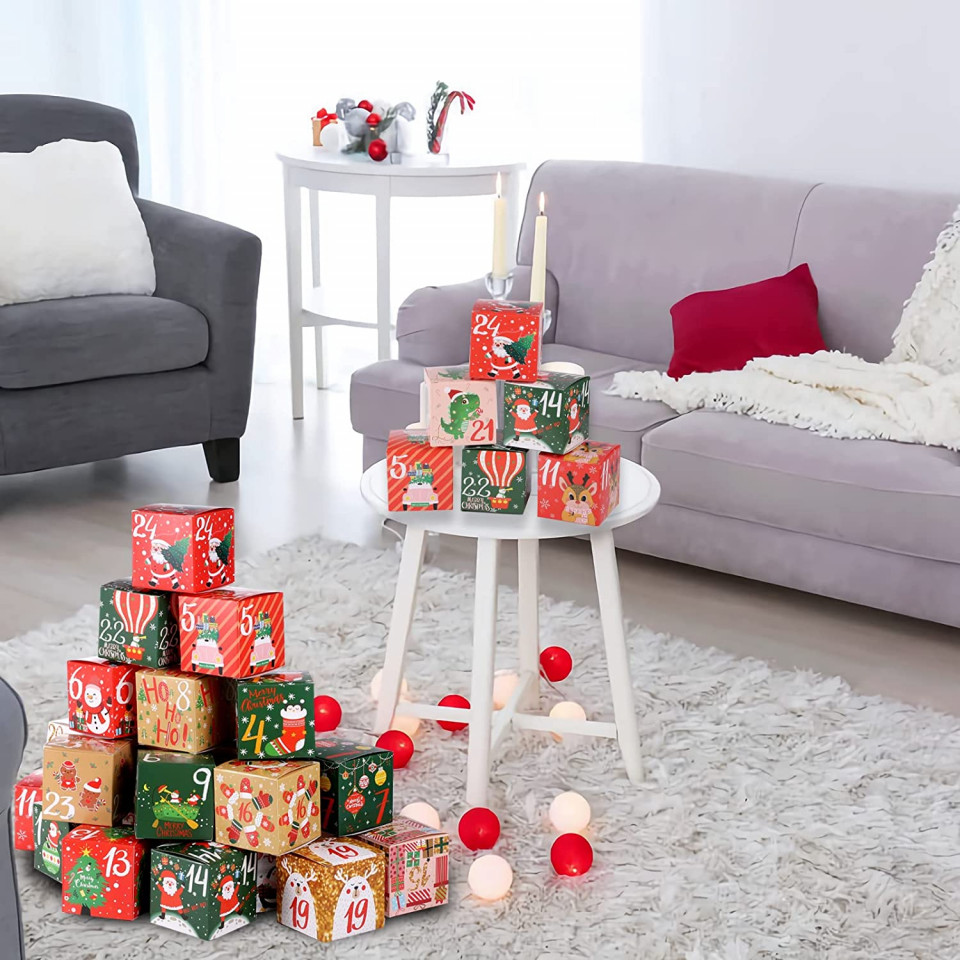 Poze Set de 24 cutii pentru calendar de advente Fyguard, hartie, multicolor, 7 x 7 x 7 cm