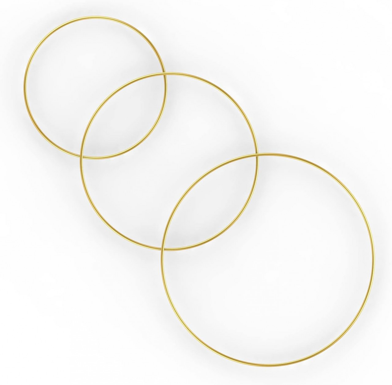 Set de 3 inele pentru proiecte DIY RIFNY, metal, auriu, 20/25/30 cm