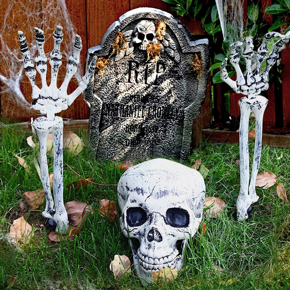 Set de 3 oase decorative pentru Halloween G-Lovely\'S, plastic, alb/negru, 20 x 15 x 13 cm / 47 cm