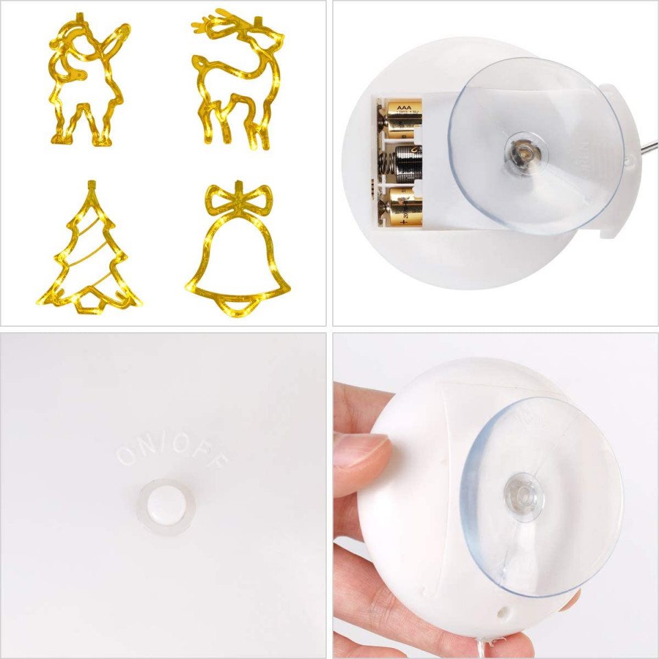 Poze Set de 4 figurine iluminate LED Salcar, alb cald, 15 x 21 cm