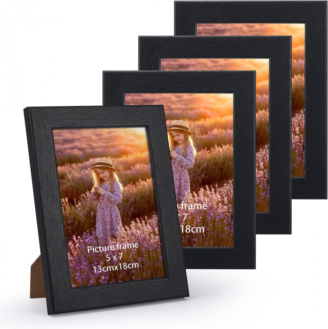 Set de 4 rame foto PETAFLOP, MDF/sticla, negru, 13 x 18 cm