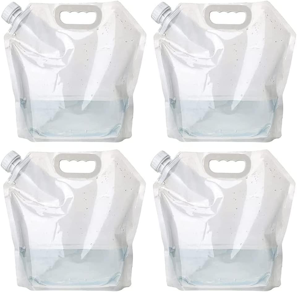 Set de 4 recipiente pliabile cu maner pentru apa Fasbet, plastic, transparent, 10 L, 38 x 41 cm