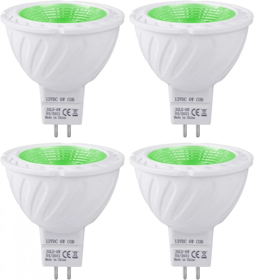 Set de 4 spoturi GU5.3 REYLAX, LED, culoare verde, 52 x 50 mm