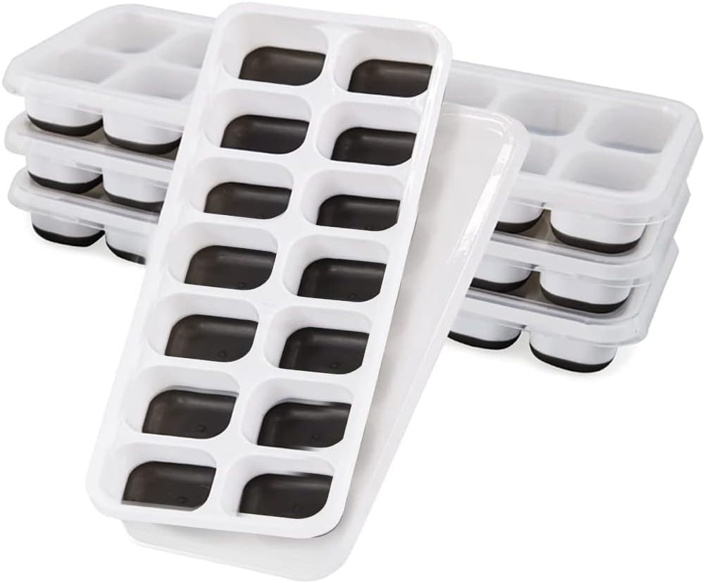Set de 4 tavi pentru gheata AcrossSea, silicon, alb/negru, 24,3 x 9,9 x 2,5 cm