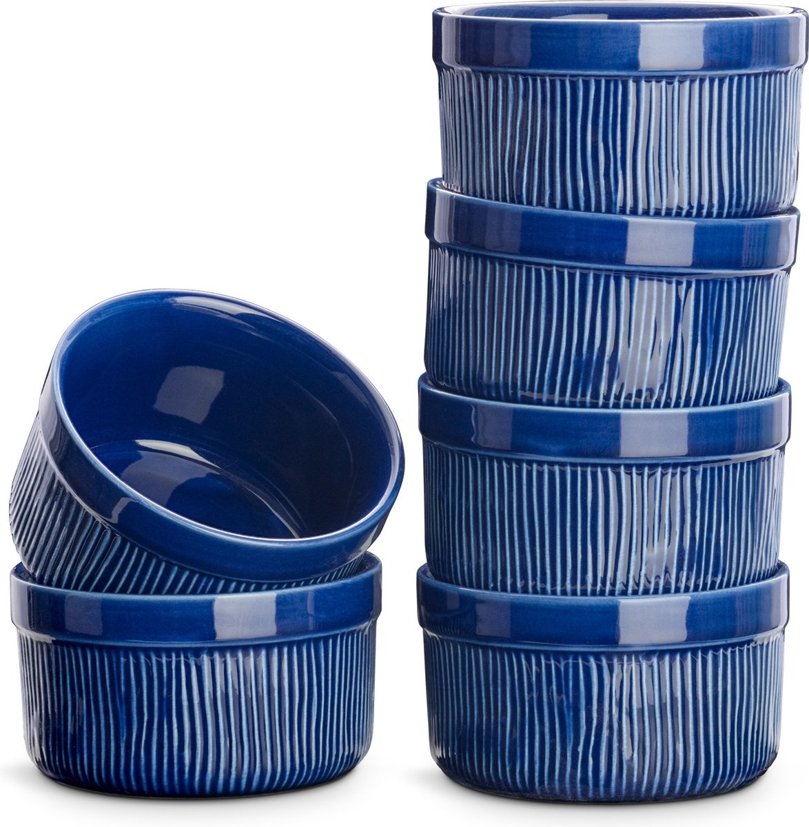 Set de 6 boluri pentru prajituri Navaris, albastru, ceramica, 9 cm, resigilat