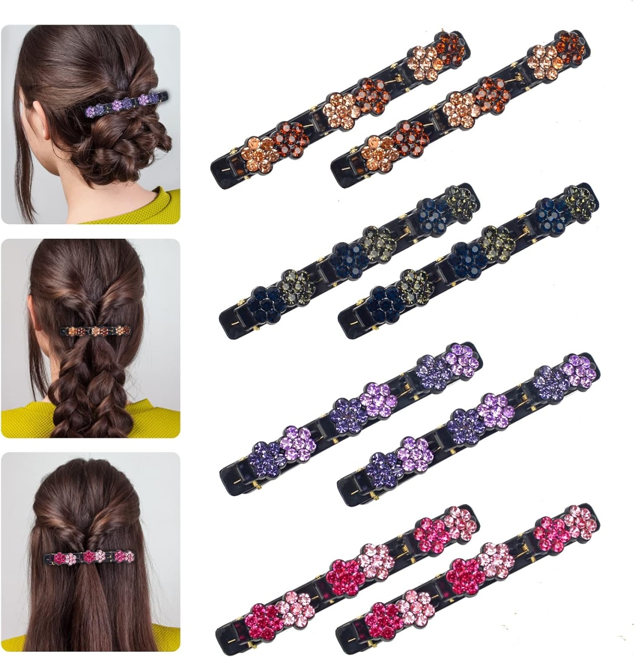 Set de 6 clame pentru par Fohyloy, metal/plastic, multicolor, 9,5 x 3 cm