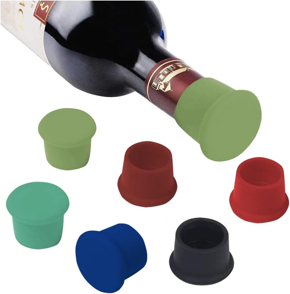 Set de 6 dopuri reutilizabile pentru sticle Helweet, silicon, multicolor, 37 x 27 x 26 mm