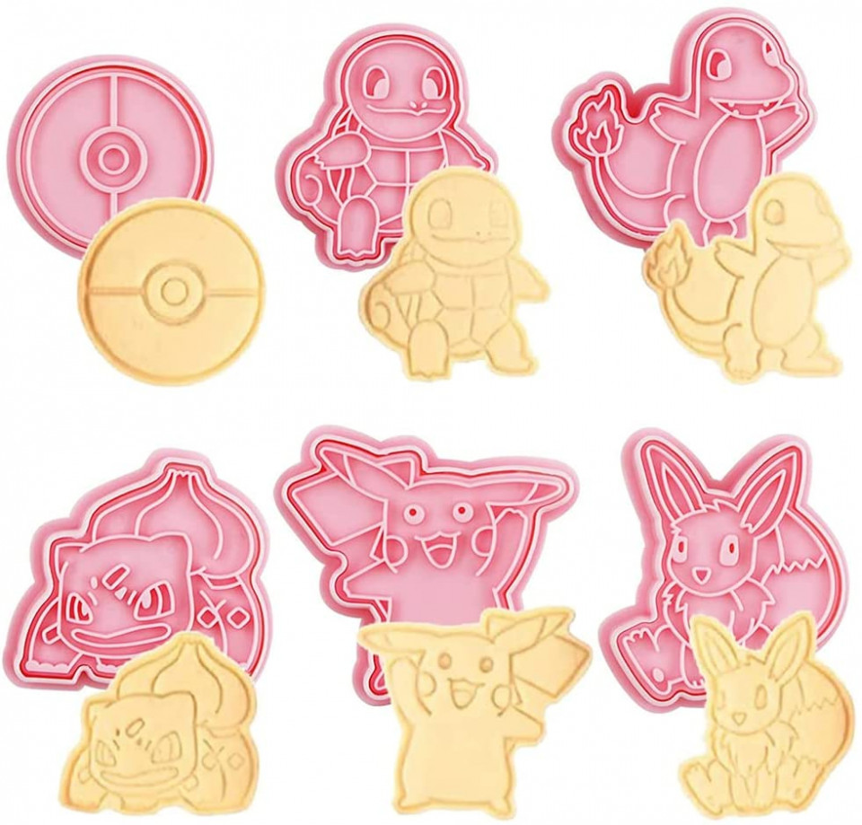 Set de 6 forme pentru biscuiti Ldramam, plastic, roz