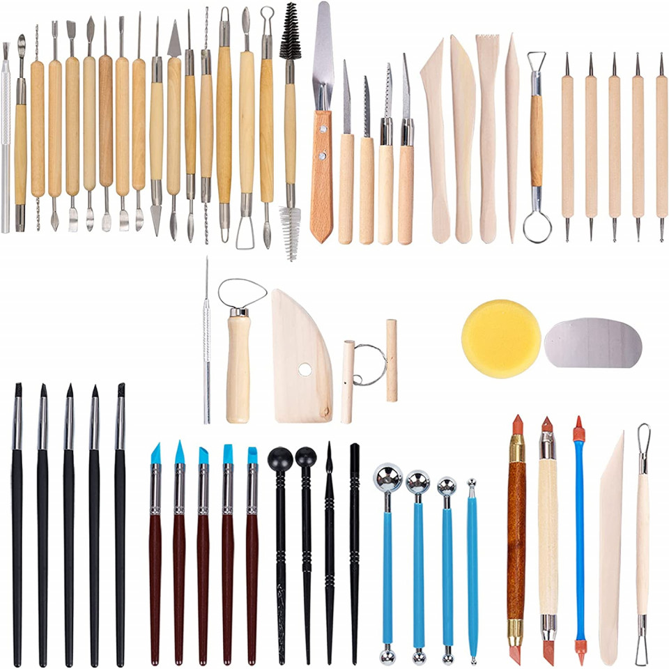 Set de 61 accesorii pentru pictat/modelat Hakkin, lemn/metal, multicolor
